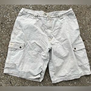 Lee Men Dungaree Cargo Shorts Men Size 40 Tan 100% Cotton Belted Snaps